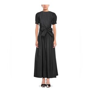 NWT Jucca Italian designer black cotton dress belt wrap midi Maxi 42 6 8 Medium